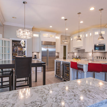 Transitional White Kitchen Remodel with Inset Cabinetry in Rockville, MD