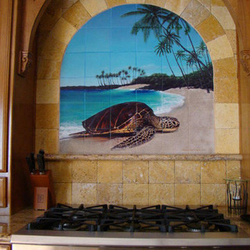 Tropical Kitchen Tile Mural & Arched Niche