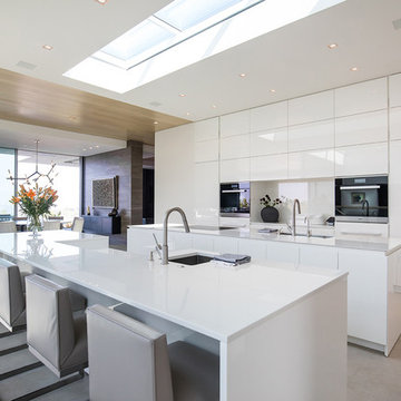 Trousdale Beverly Hills luxury home open plan modern kitchen with skylight