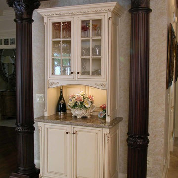 Two Solid Cherry Columns Flank this Custom Hutch