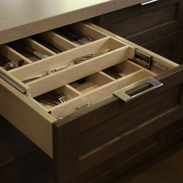 Two-Tiered Wood Utensil Drawer with Additional Storage