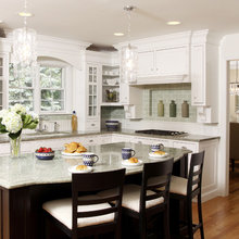 White Kitchen With Stained Island