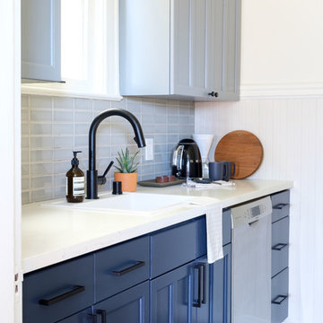 Two Tone Grey and Blue Kitchen Backsplash