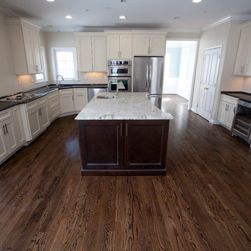 Two Tone Kitchen: Antique Brown Granite & Millennium Cream Granite