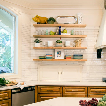 Two-Tone Kitchen with Dover White Uppers and Stained Lower Cabinets