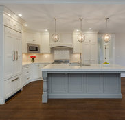 Log Cabin Kitchen With Blue Appliances - Londonderry, NH - Norfolk Kitchen  & Bath