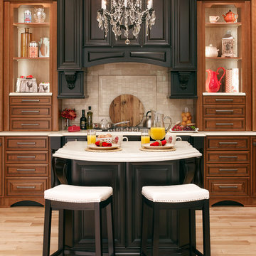 Two-Toned Country Kitchen with Island