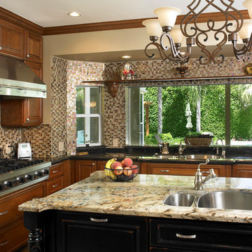 Two Toned Traditional Kitchen Remodel Featuring Granite Countertop
