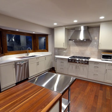 "U" Shaped Transitional Kitchen with White & Walnut Accents in Naperville, IL