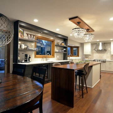 "U" Shaped Transitional Kitchen with White & Walnut Accents in Naperville, IL