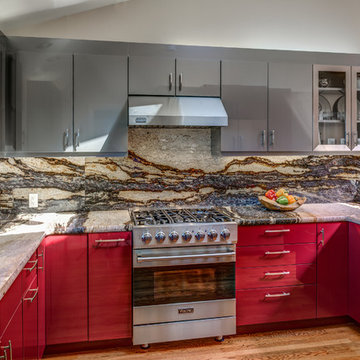 Ultra Contemporary, Red, High Gloss Kitchen, Designed By: Cynthia Collins