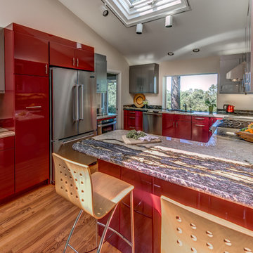 Ultra Contemporary, Red, High Gloss Kitchen, Designed By: Cynthia Collins