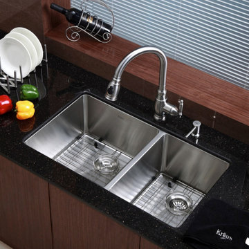 Undermount 60/40 Double-Bowl 16-Gauge Stainless Steel Kitchen Sink, 33"