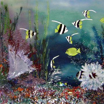 Underwater Wonderland in Fused Glass for Kitchen Backsplash
