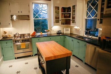 Unique Retro Green Kitchen - Custom Cabinets