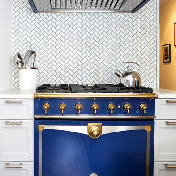 Upper East Side Dream Kitchen with Le Cornue range and hood