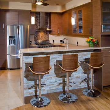 Vail Colorado Modern Kitchen Remodel - Echo Wood Veneer