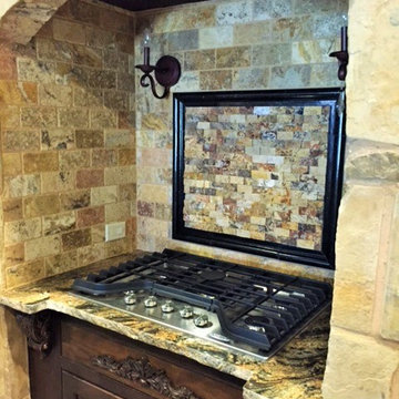 Vent hood in tuscan rustic home