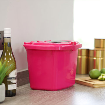 Vented Plastic Food Waste Compost Caddy - Pink