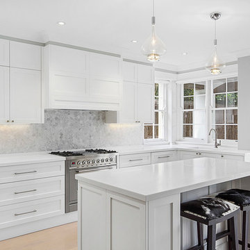 Classical home with white shaker cabinets