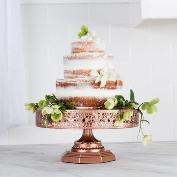 Victoria 12-Inch Rose Gold Metal Cake Stand by Amalfi Decor