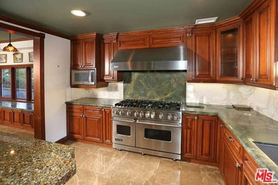 Large ornate l-shaped kitchen photo in Los Angeles