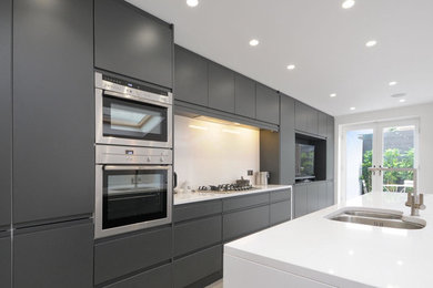 Inspiration for a large contemporary galley kitchen in London.