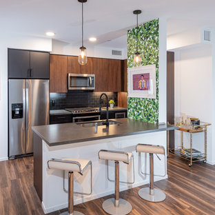 75 Beautiful Kitchen with Dark Wood Cabinets and Gray Countertops