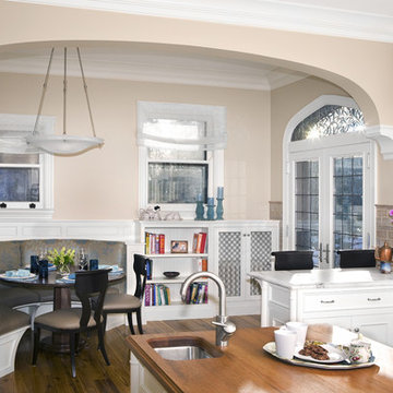 View of Kitchen Eating Area, custom banquette