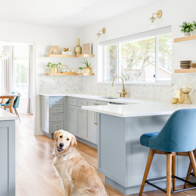 Transitional galley kitchen photo in Other