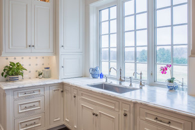 Example of a french country kitchen design in Philadelphia