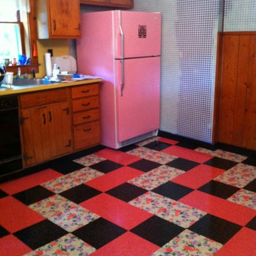 Vintage Kitchen Installed Flooring Vinyl Printed Vinyl Tile