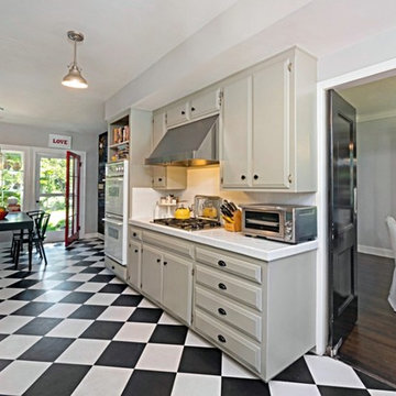 Vintage Kitchen with Black and White Floor