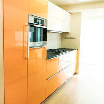 Vivid Orange High Glossy Kitchen in Marina del Rey