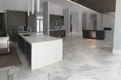 Inspiration for a modern marble floor and gray floor kitchen remodel in Tampa