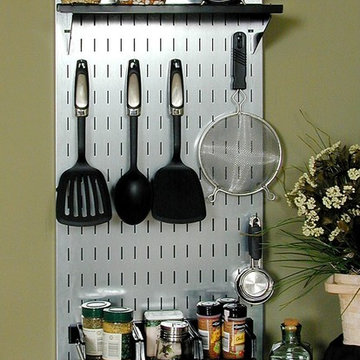 Wall Control slotted tool board being used in a kitchen