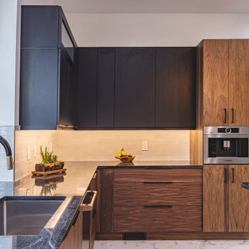 Walnut and Black Modern Kitchen Remodel