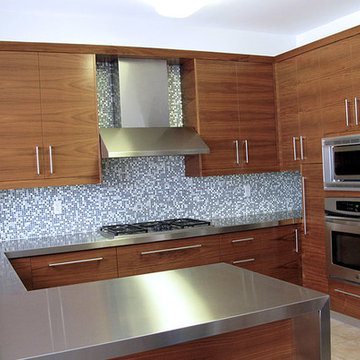 Walnut Kitchen with Stainless Steel Countertop