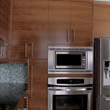 Walnut Kitchen with Stainless Steel Countertop