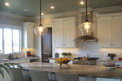 Kitchen - transitional kitchen idea in Other with an island