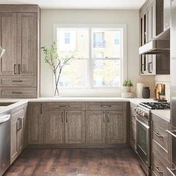 Warm, Contemporary Kitchen with Kitty Hawk Door Style
