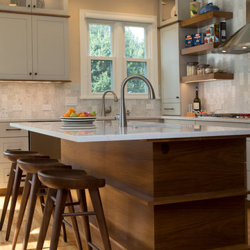 Warm Grey And Walnut Contemporary Kitchen