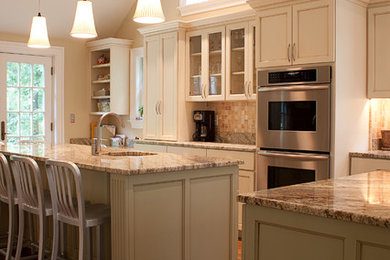 Example of a transitional kitchen design in Boston