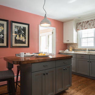 75 Beautiful Kitchen with Gray Cabinets and Travertine ...