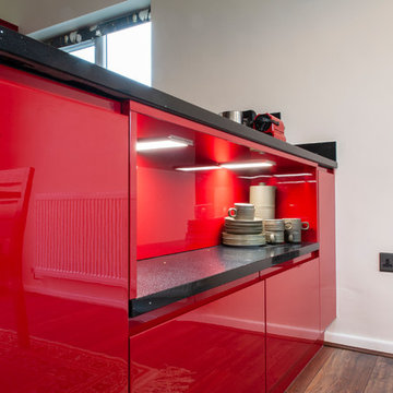 Welford Abruzzo Red Gloss Kitchen Designed and Fitted in Offerton, Stockport