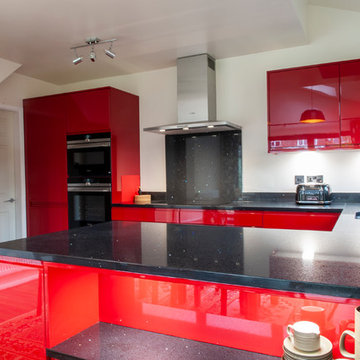 Welford Abruzzo Red Gloss Kitchen Designed and Fitted in Offerton, Stockport
