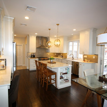 West Caldwell NJ Transitional Kitchen - White Painted Maple Cabinets