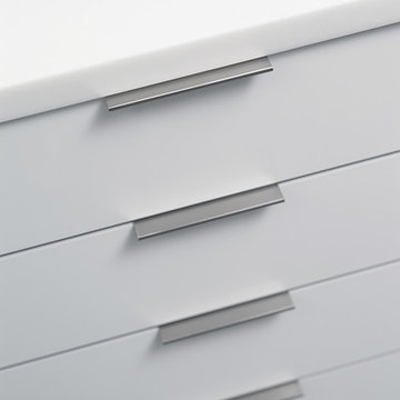 White Acrylic Stainless Steel Drawers from Dura Supreme