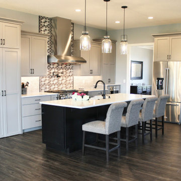White and Black Painted Kitchen Home by Kerkhoff Homes in Bettendorf Quad Cities
