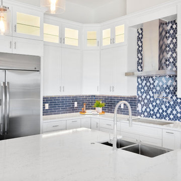 White and Blue Coastal Inspired Kitchen
